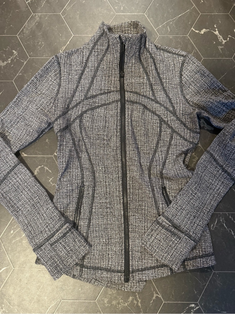 lululemon athletica Gray Patterned Full-Zip Turtleneck Define Jacket